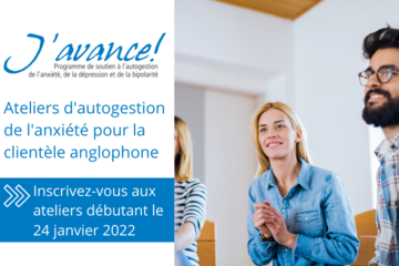 Inscrivez-vous aux ateliers d'autogestion de l'anxiété débutant le 24 janvier 2022