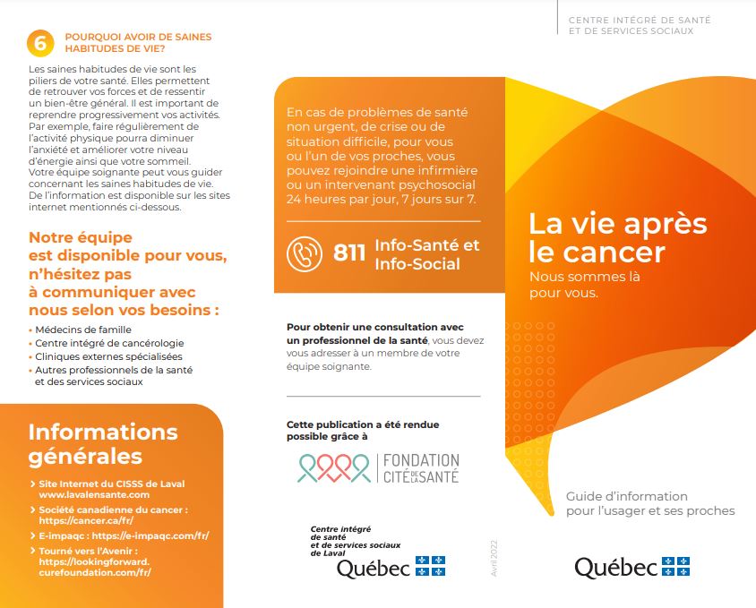 Dépliant « La vie après le cancer » - Verso